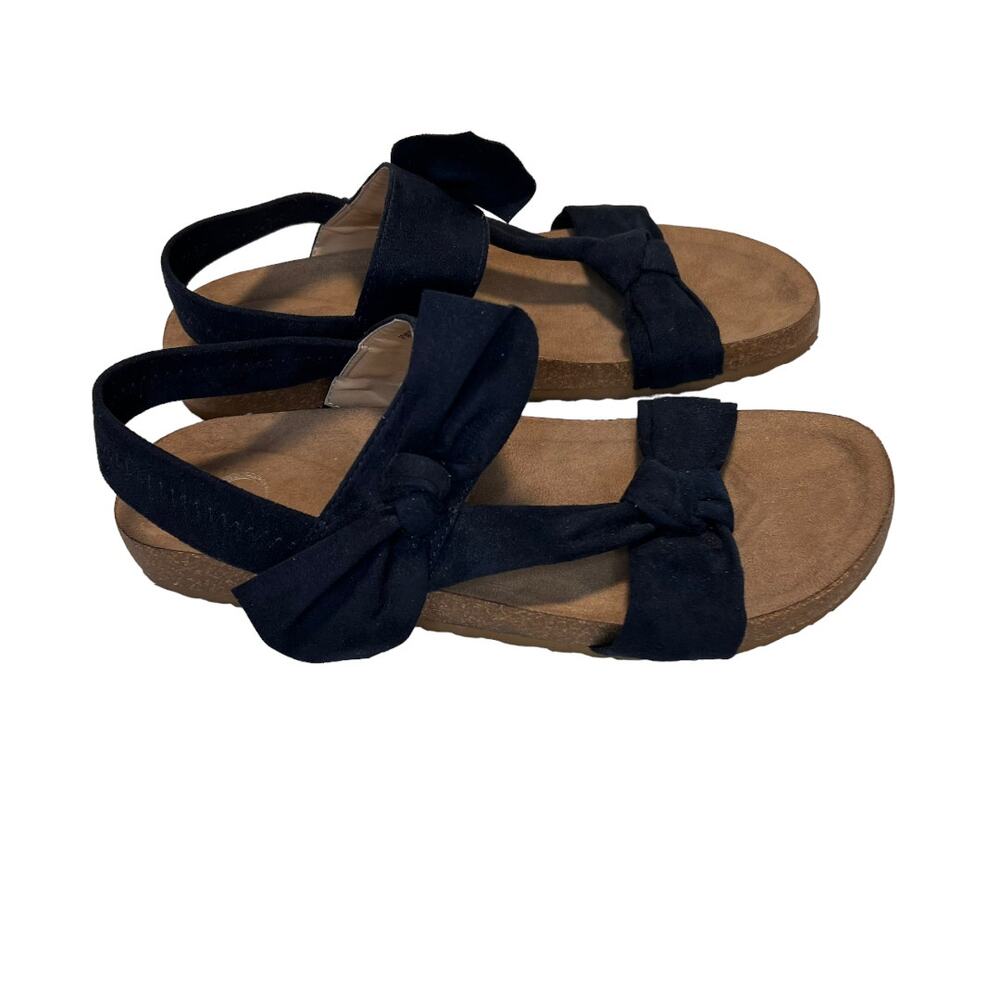 Journee Collection Xanndra Sandal Flat Navy Double Knotted Bow Size 9.5 New - Picture 12 of 12